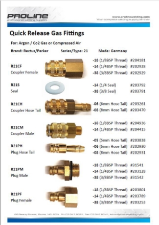 Picture of Rectus R21 Quick Release Gas Fittings