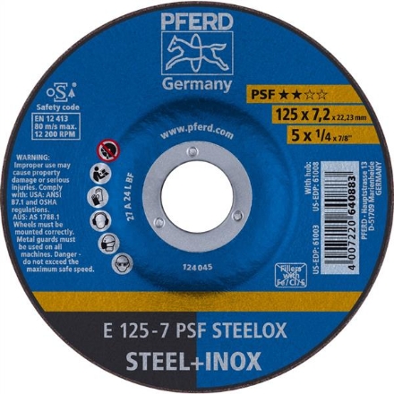 PFERD Inox Grinding Disc 125x7.0mm 10Pk