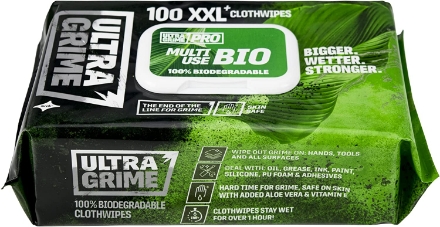 Ultragrime Pro Biodegradable Wipes 100Pk